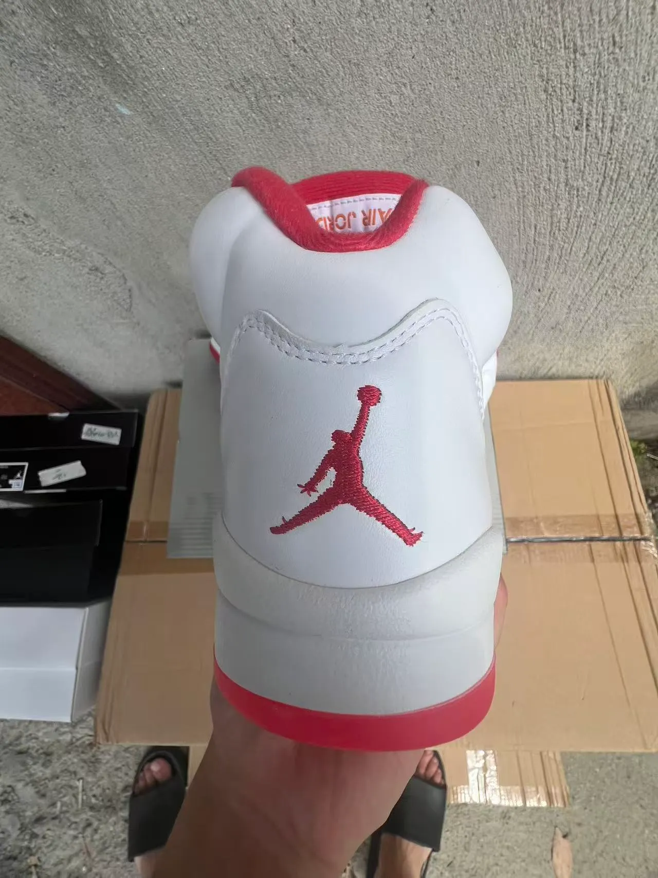Air Jordan 5 White Red Orange Flame Basketball Shoes 8