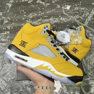Air Jordan 5 Yellow Black White Basketball Shoes