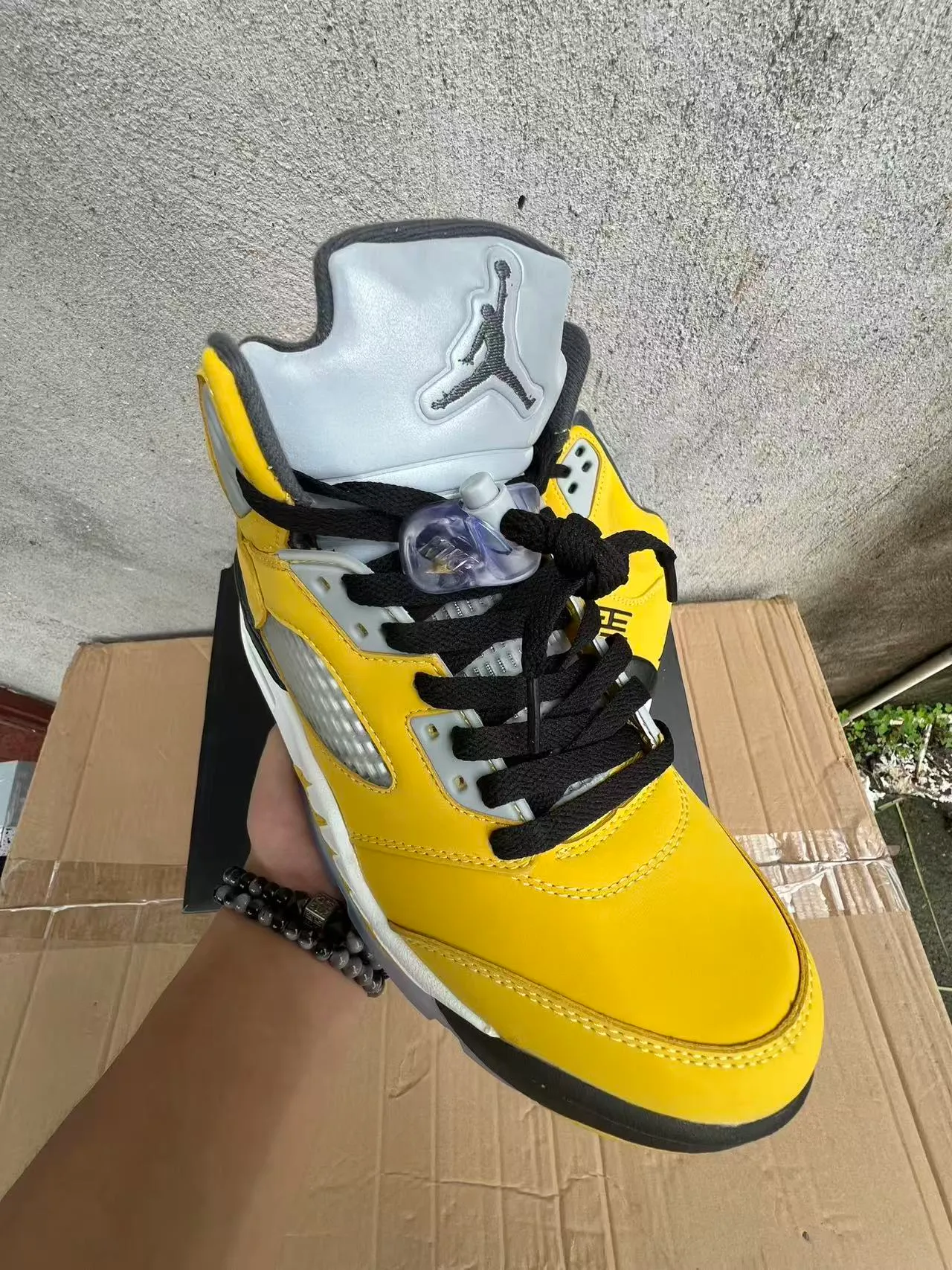 Air Jordan 5 Amarillo Negro Blanco Zapatillas de Baloncesto 7