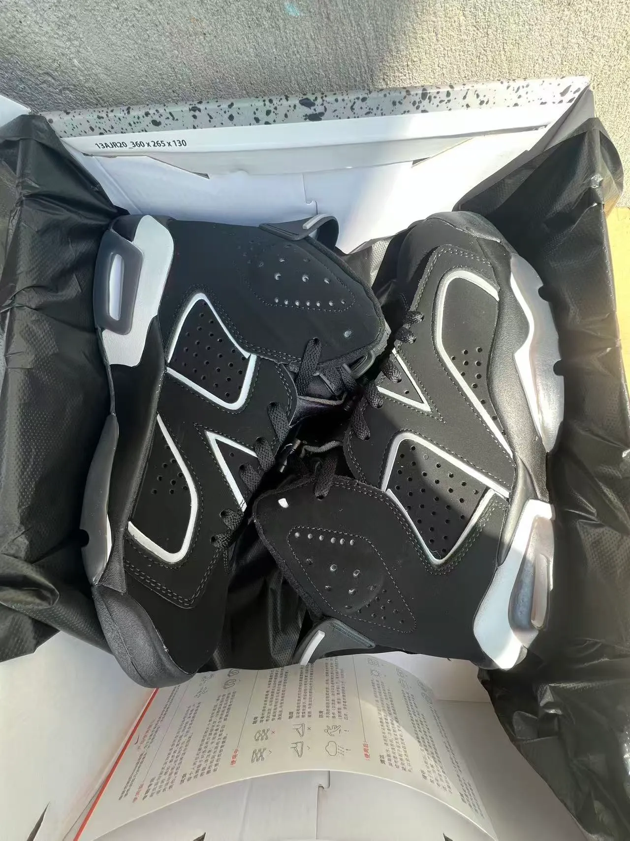 Air Jordan 6 Black White Perforated Basketball Shoes 9