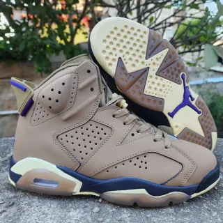 Air Jordan 6 Tan Navy Purple Basketball Shoes