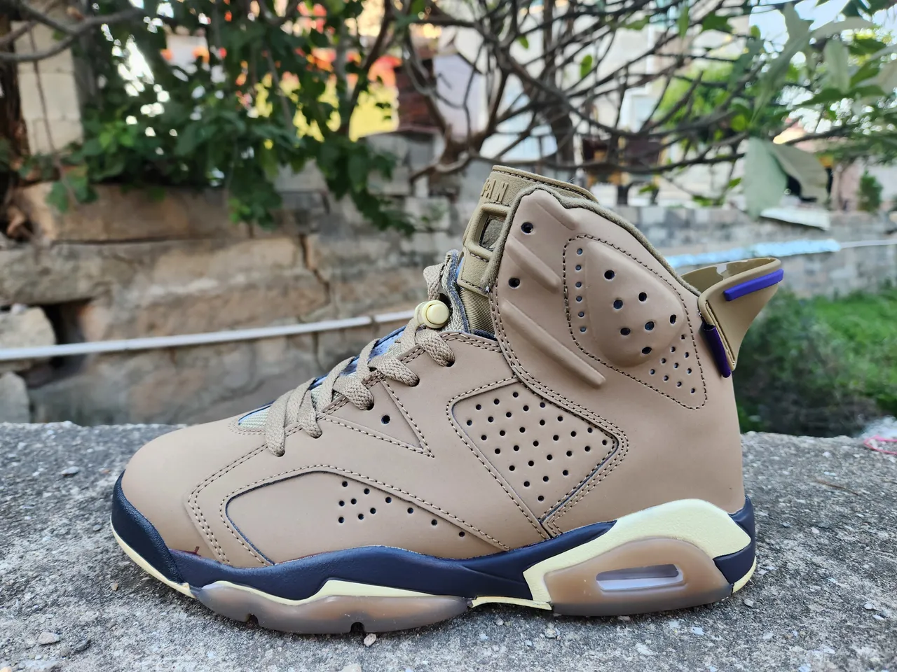 Air Jordan 6 Tan Navy Purple Basketball Shoes 5