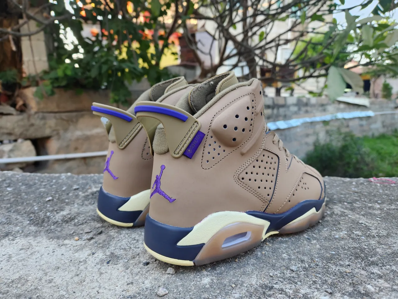 Air Jordan 6 Tan Navy Purple Basketball Shoes 6