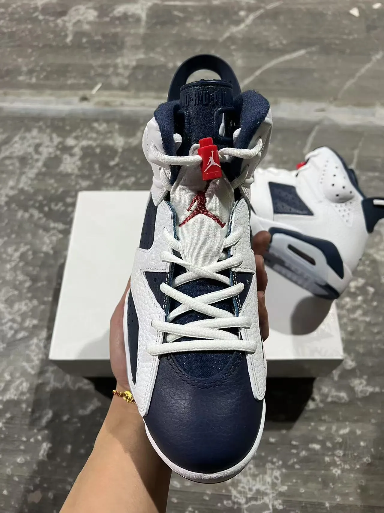 Air Jordan 6 White Navy Basketball Shoes 3
