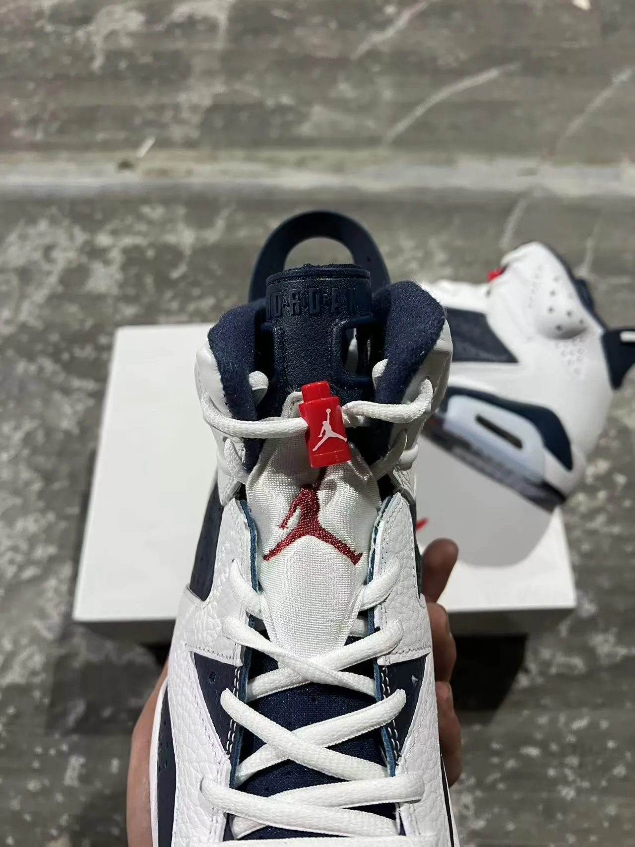 Air Jordan 6 White Navy Basketball Shoes 4