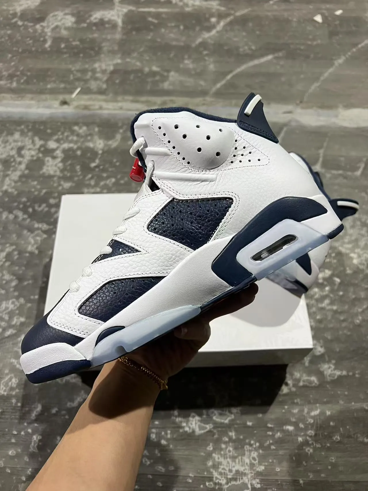 Air Jordan 6 White Navy Basketball Shoes 5