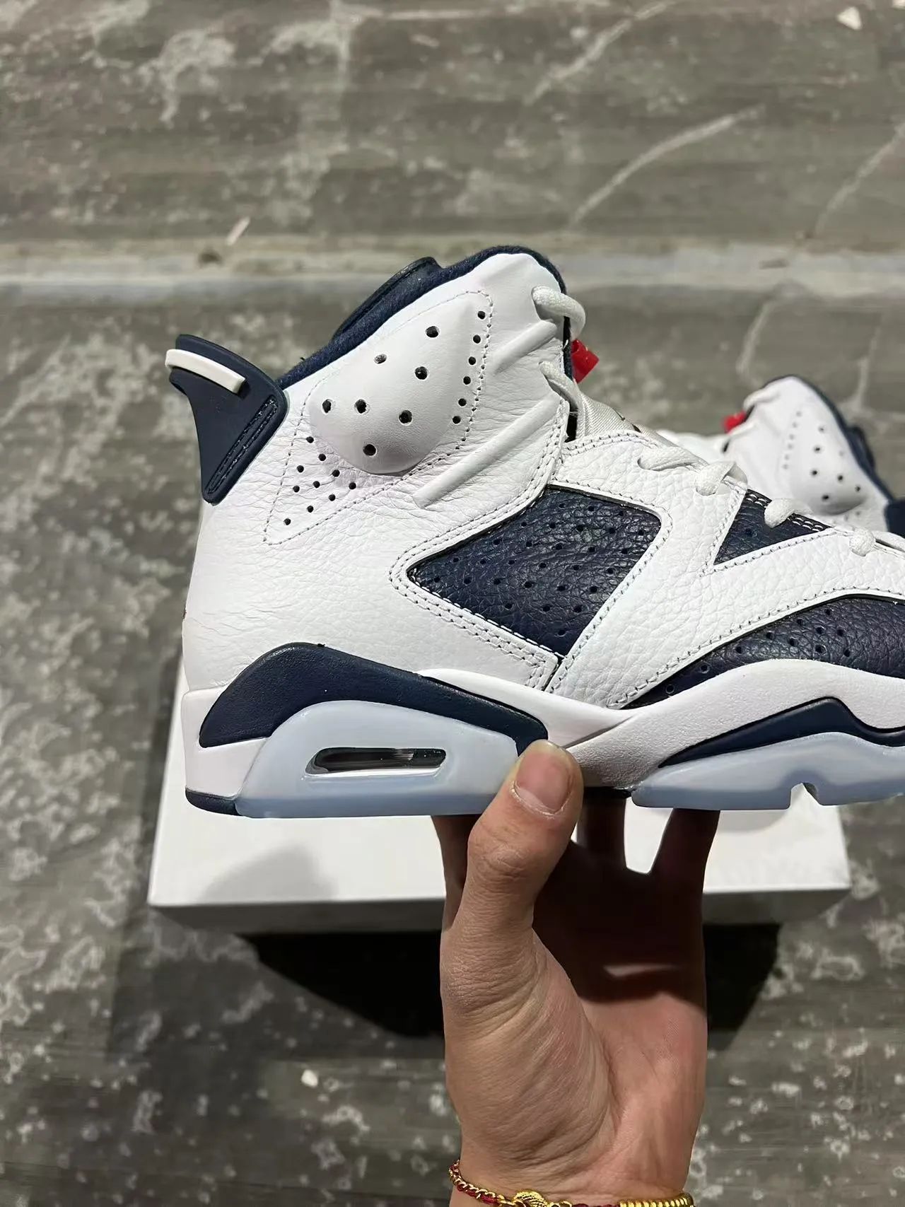 Air Jordan 6 White Navy Basketball Shoes 7
