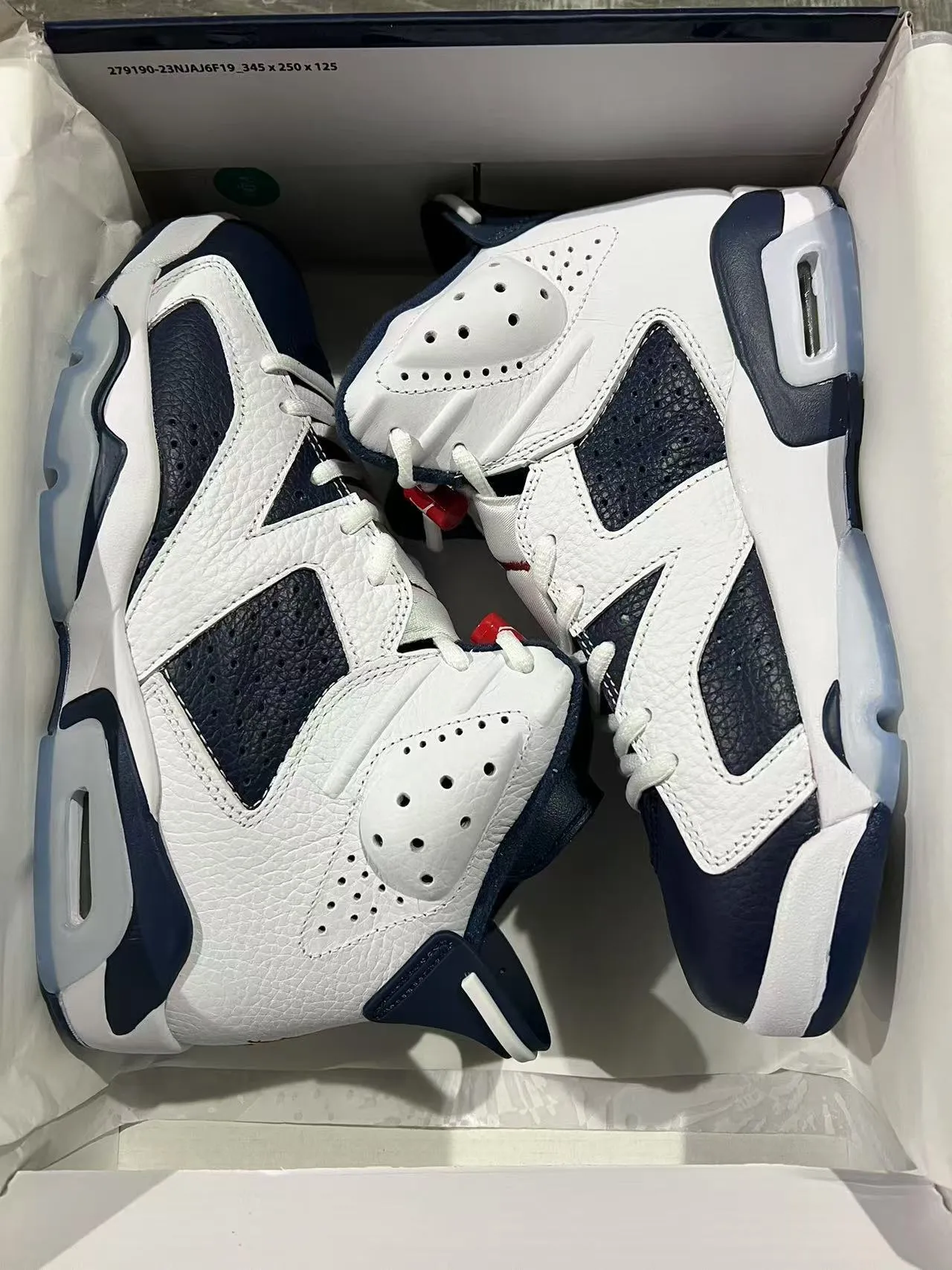 Air Jordan 6 White Navy Basketball Shoes 9