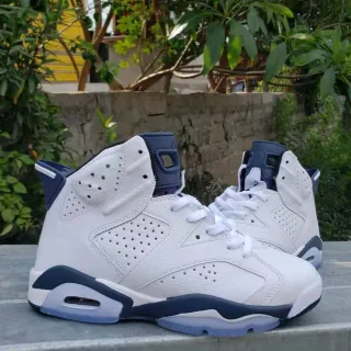 Air Jordan 6 White Navy Basketball Shoes