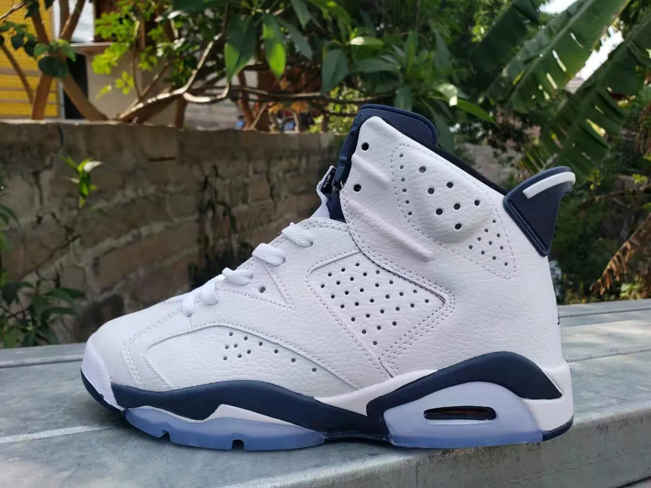 Air Jordan 6 White Navy Basketball Shoes 2