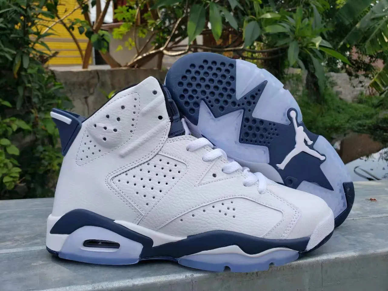 Air Jordan 6 White Navy Basketball Shoes 3