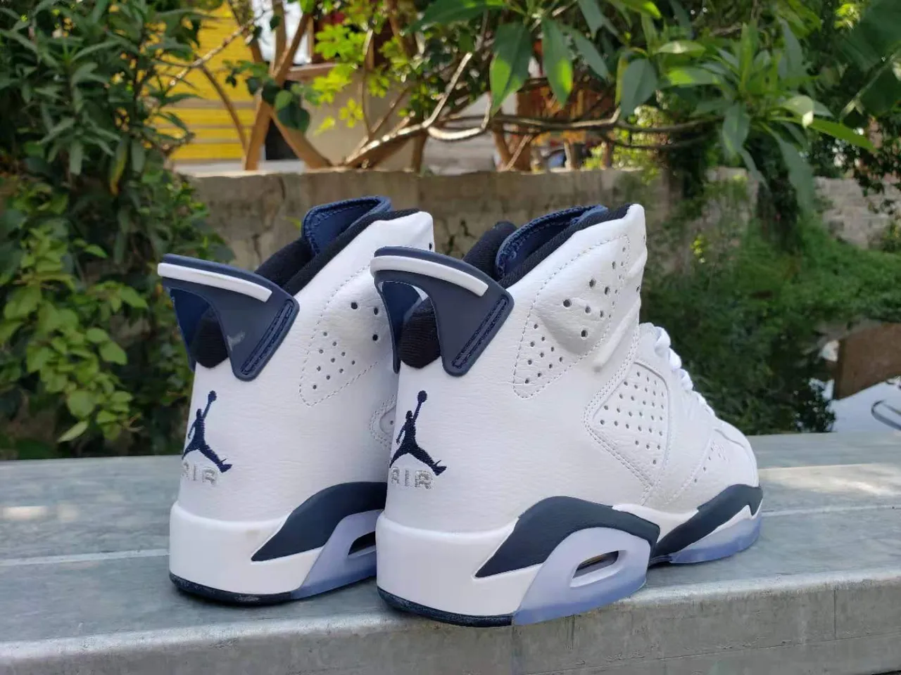 Air Jordan 6 White Navy Basketball Shoes 4