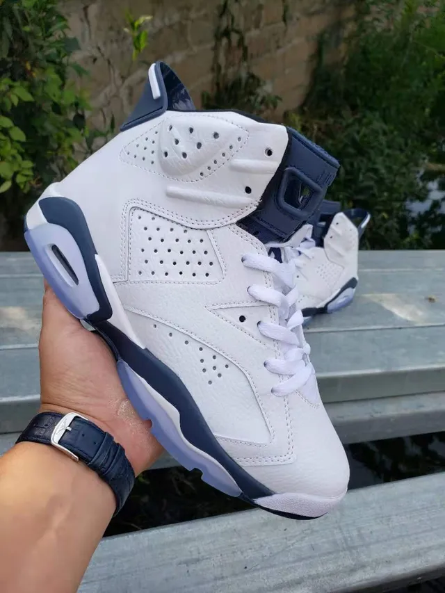 Air Jordan 6 White Navy Basketball Shoes 5