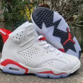 Air Jordan 6 White Red Cement Basketball Shoes