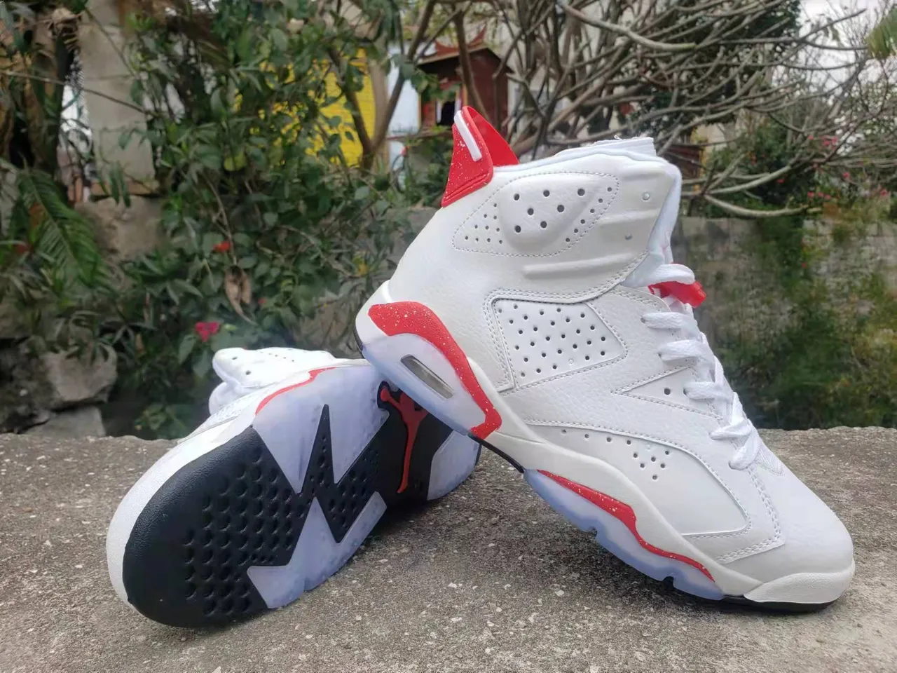 Air Jordan 6 White Red Cement Basketball Shoes 4
