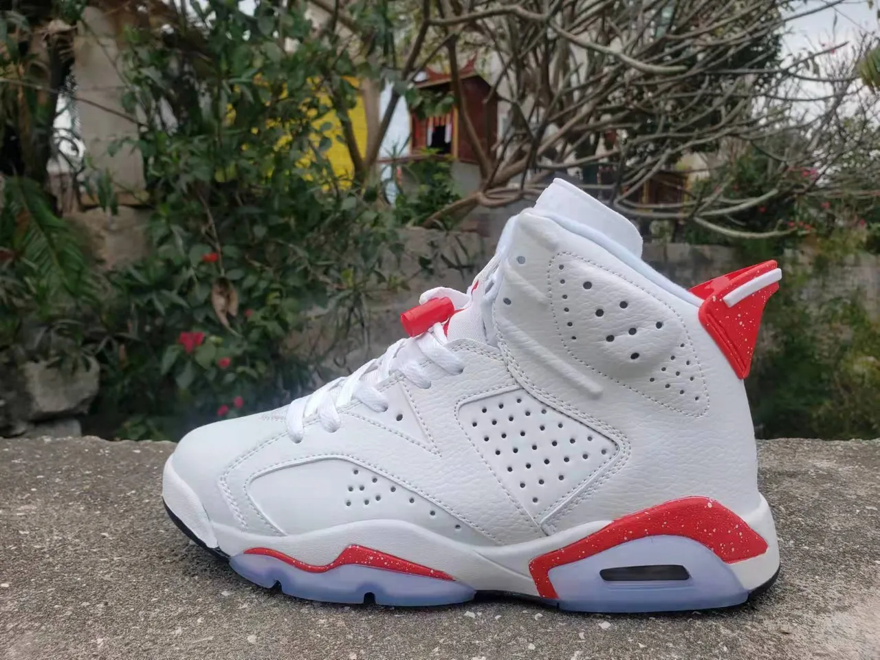Air Jordan 6 White Red Cement Basketball Shoes 2