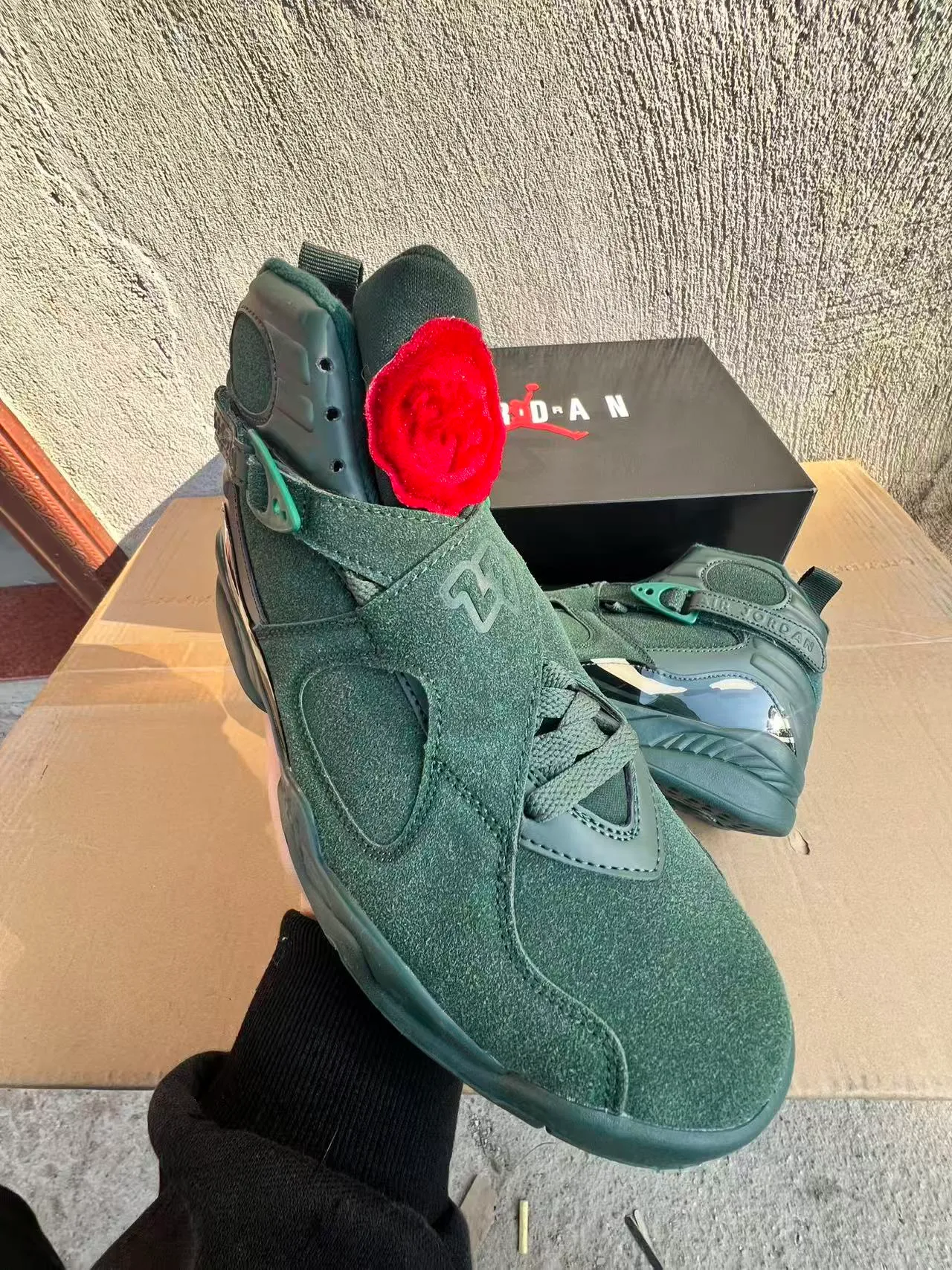 Air Jordan 8 Dark Green Suede High-Top Basketball Shoes 2
