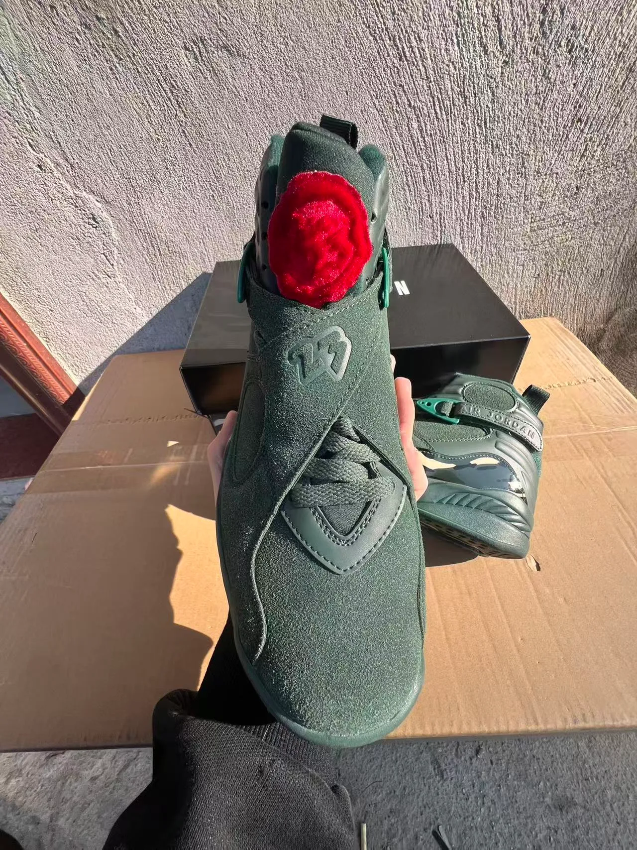 Air Jordan 8 Dark Green Suede High-Top Basketball Shoes 3