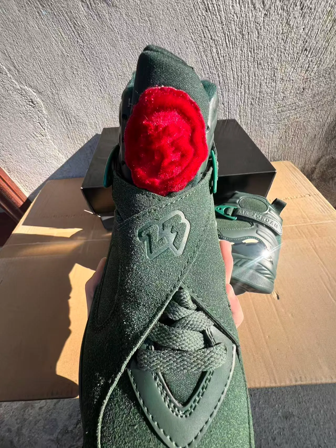 Air Jordan 8 Dark Green Suede High-Top Basketball Shoes 4
