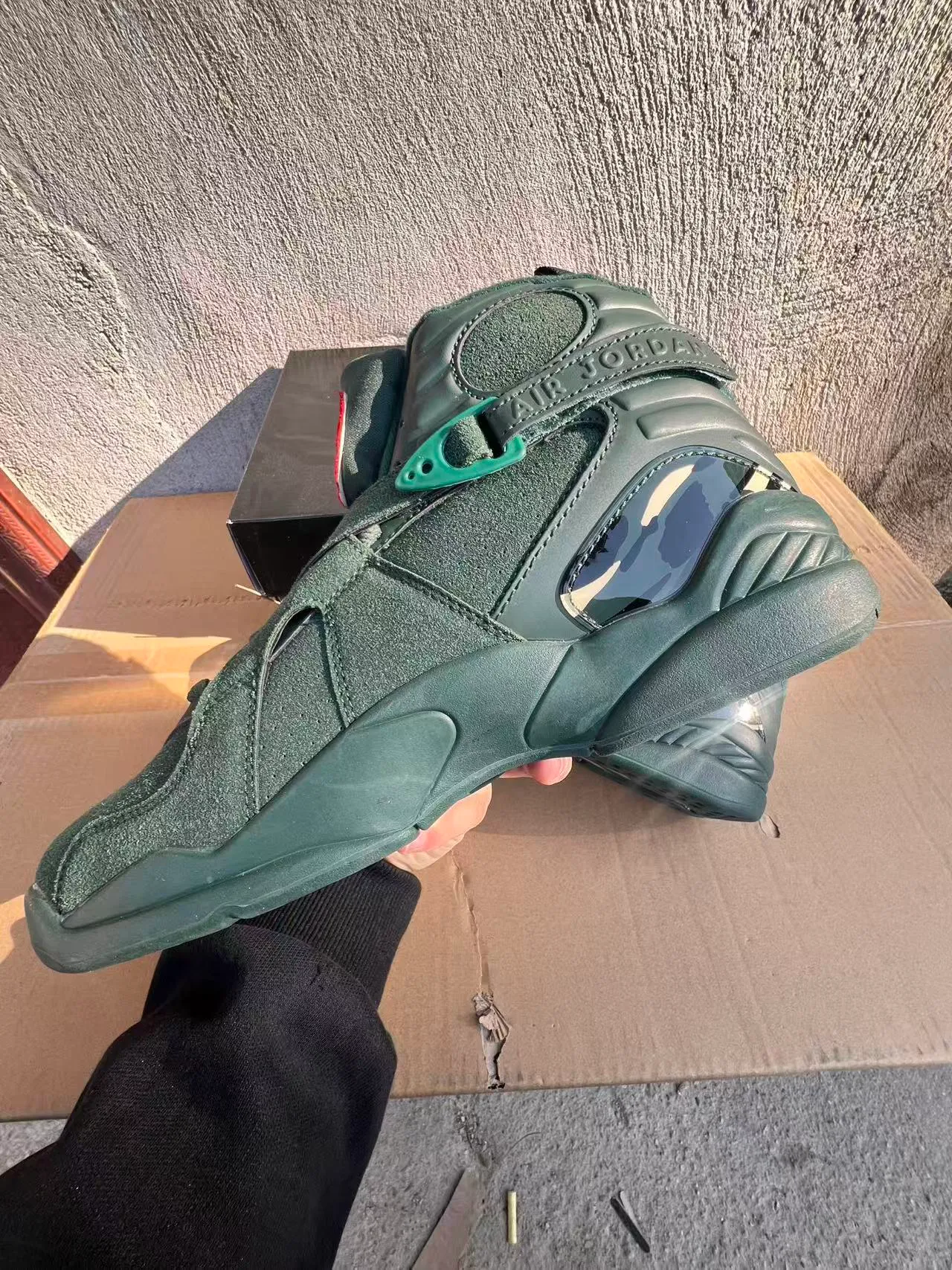Air Jordan 8 Dark Green Suede High-Top Basketball Shoes 5