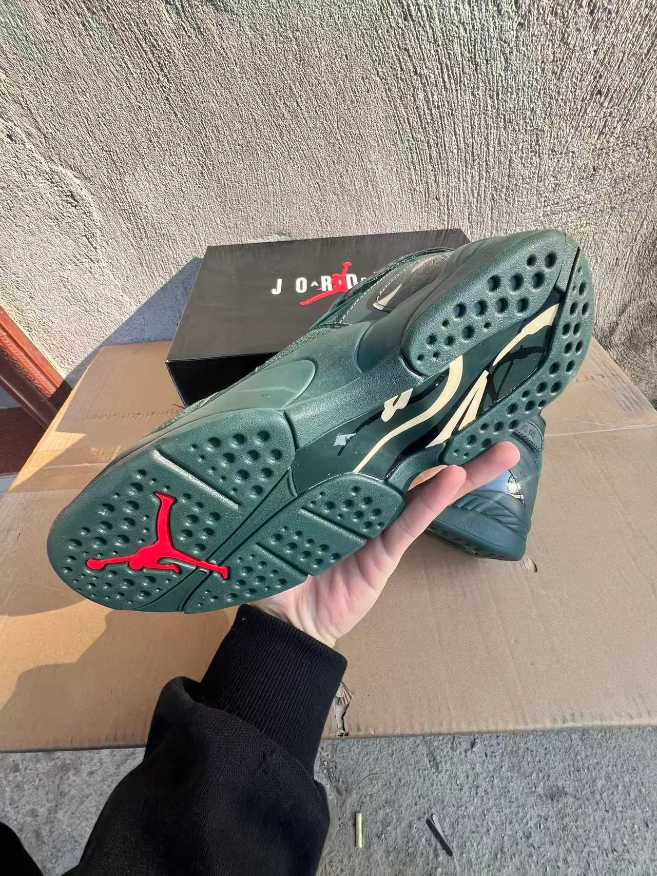 Air Jordan 8 Dark Green Suede High-Top Basketball Shoes 6