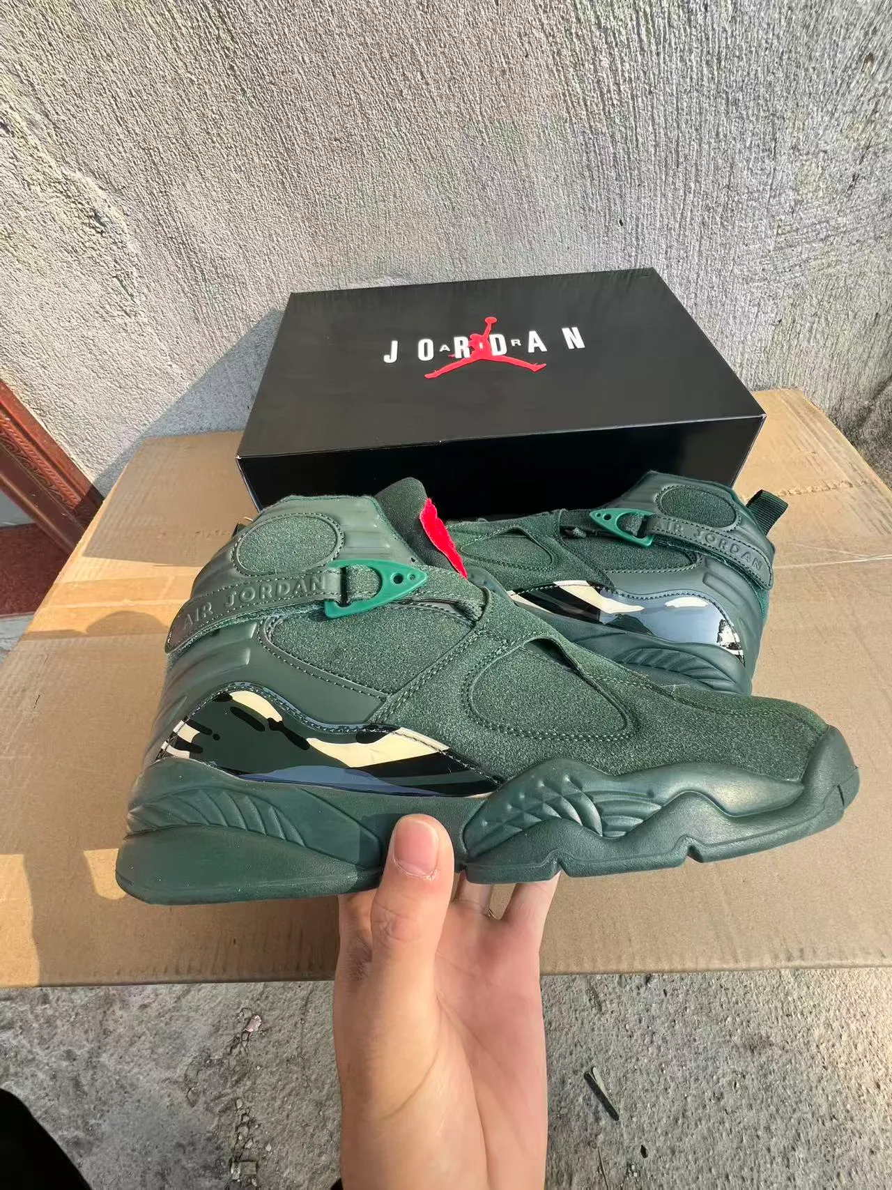 Air Jordan 8 Dark Green Suede High-Top Basketball Shoes 7