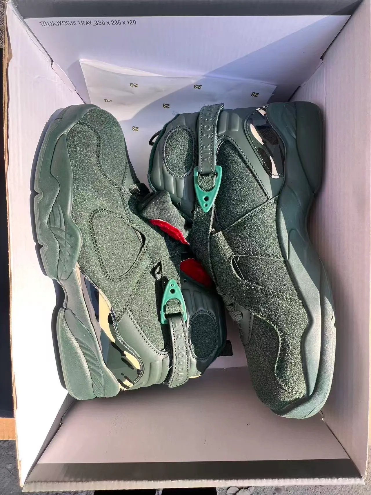 Air Jordan 8 Dark Green Suede High-Top Basketball Shoes 9