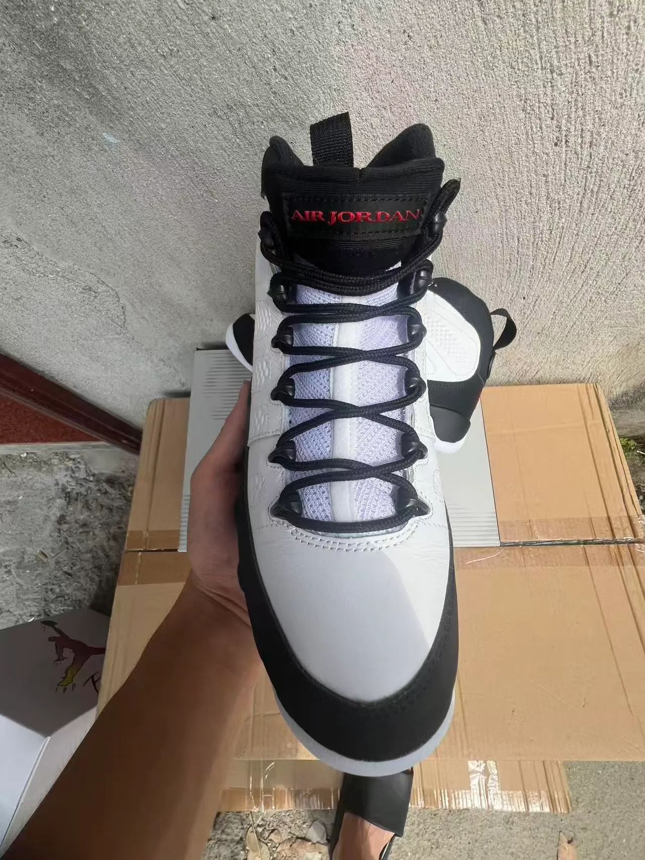 Air Jordan 9 White Black Red Basketball Shoes 3