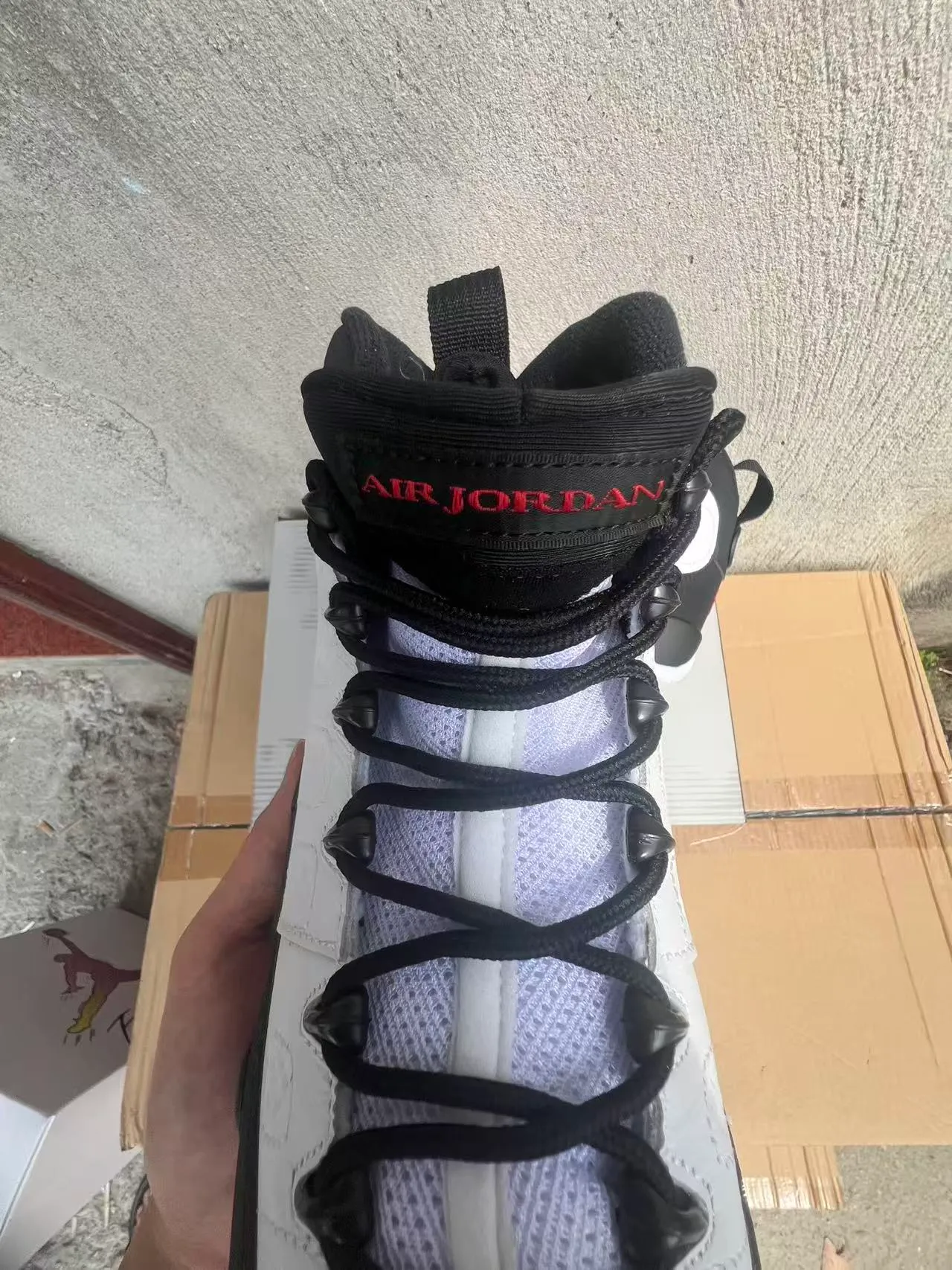 Air Jordan 9 White Black Red Basketball Shoes 4