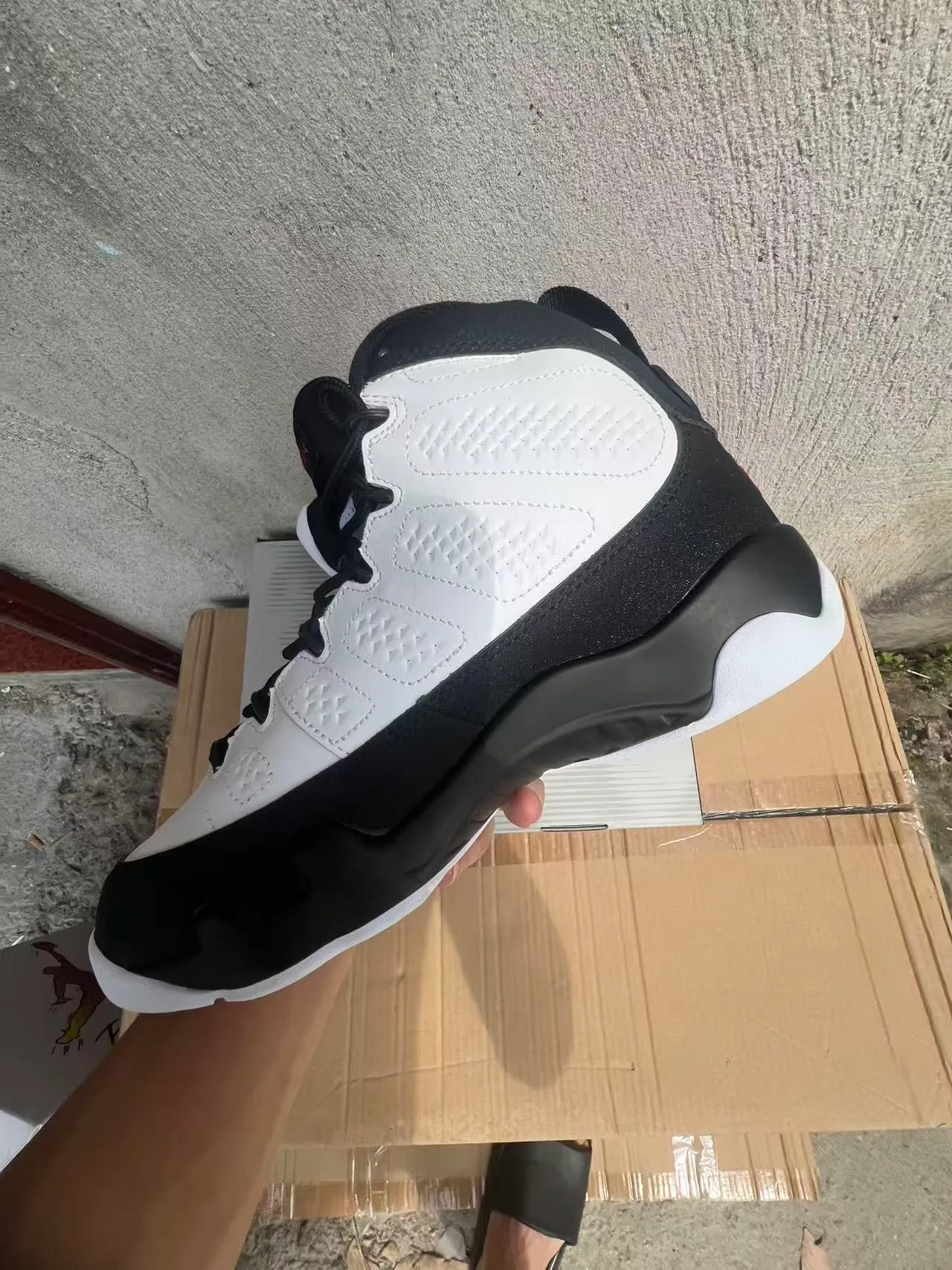 Air Jordan 9 White Black Red Basketball Shoes 5