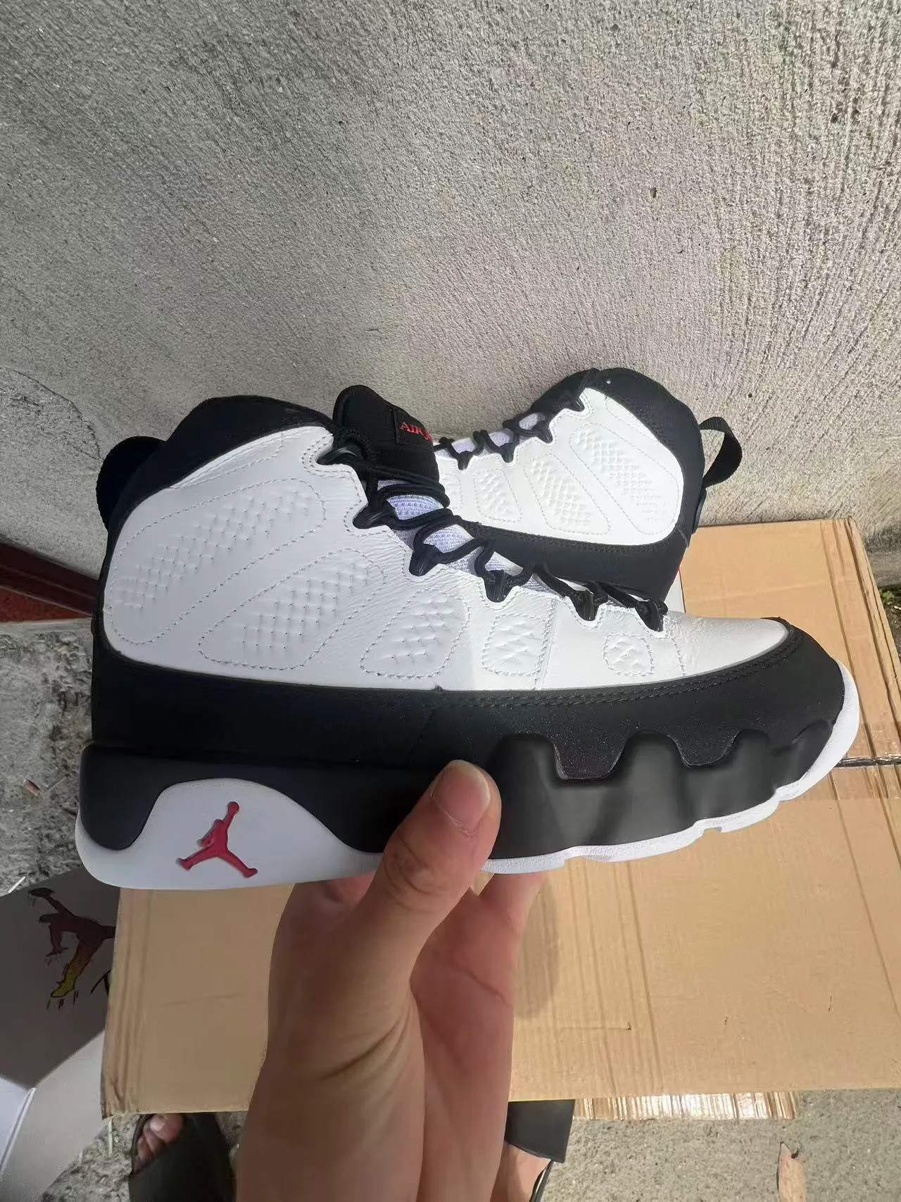 Air Jordan 9 White Black Red Basketball Shoes 7