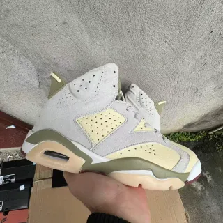 Air Jordan Beige Army Green High-Top Suede And Leather Panelled Basketball Shoes