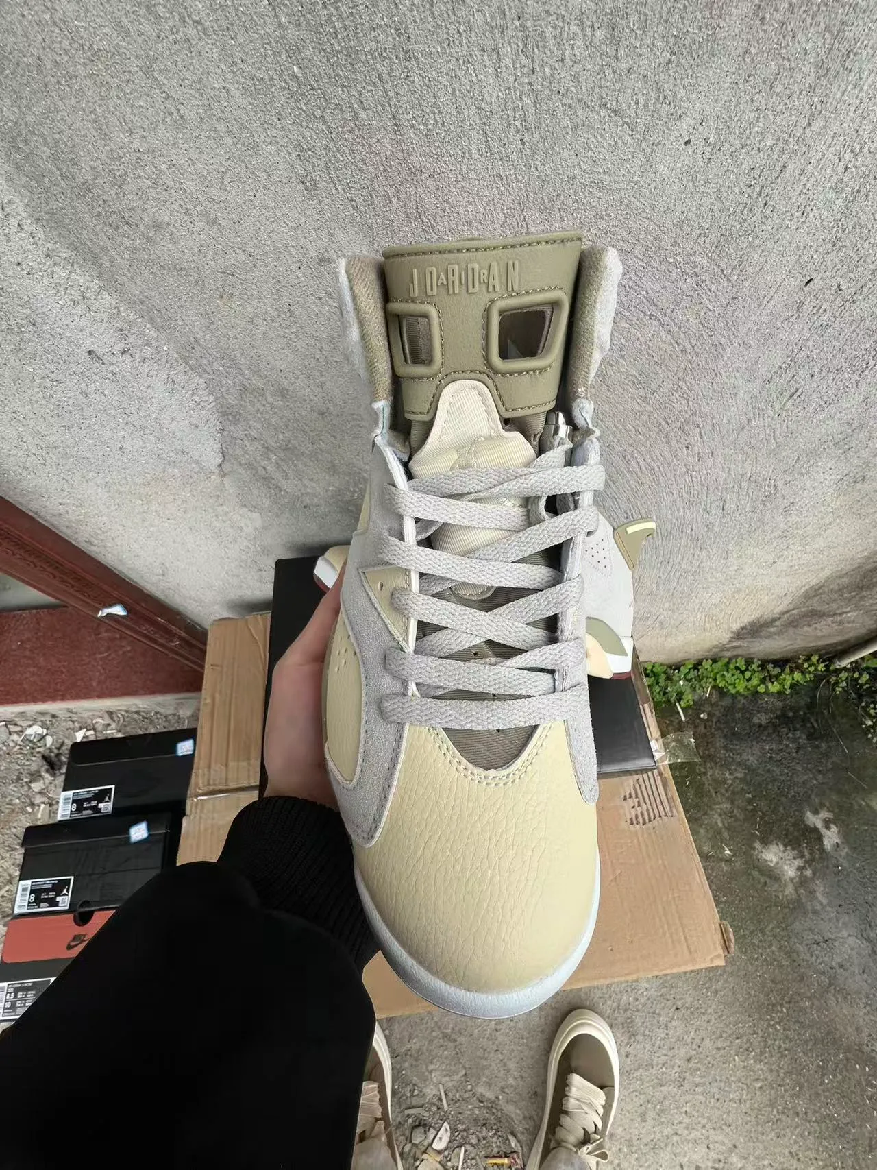 Air Jordan Beige Army Green High-Top Suede And Leather Panelled Basketball Shoes 3