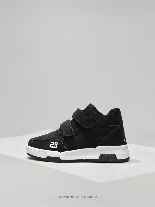 Air Jordan Black Beige Velcro Strap Closure Molded Heel Counter Lifestyle Sneakers 4