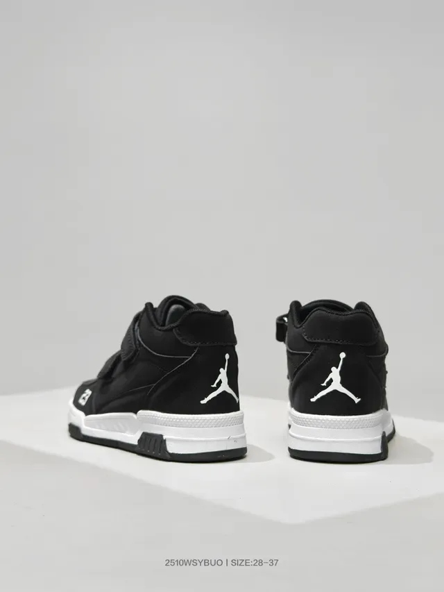Air Jordan Black Beige Velcro Strap Closure Molded Heel Counter Lifestyle Sneakers 6