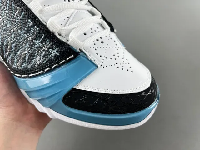 Air Jordan أسود أزرق عالي الترقوة مع وسطة شفافة حذاء كرة السلة 2
