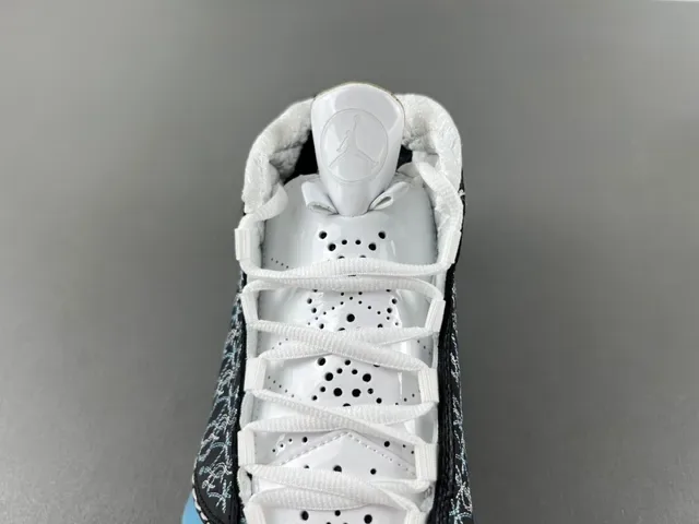 Air Jordan أسود أزرق عالي الترقوة مع وسطة شفافة حذاء كرة السلة 6