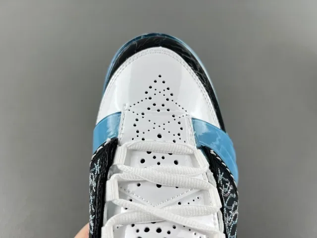 Air Jordan أسود أزرق عالي الترقوة مع وسطة شفافة حذاء كرة السلة 7