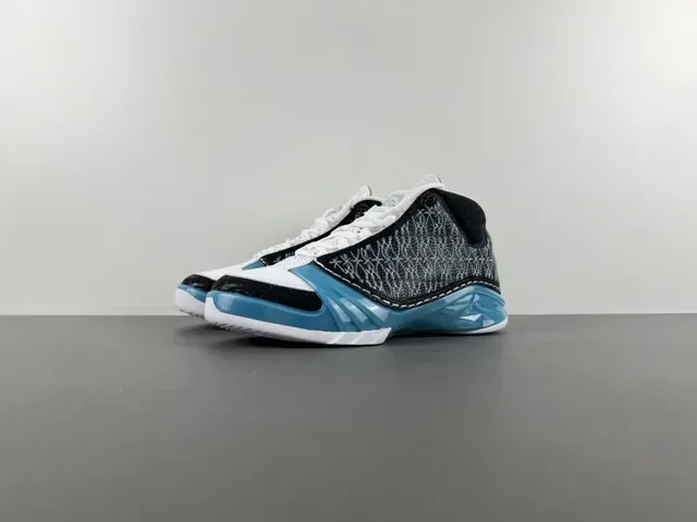 Air Jordan أسود أزرق عالي الترقوة مع وسطة شفافة حذاء كرة السلة 10
