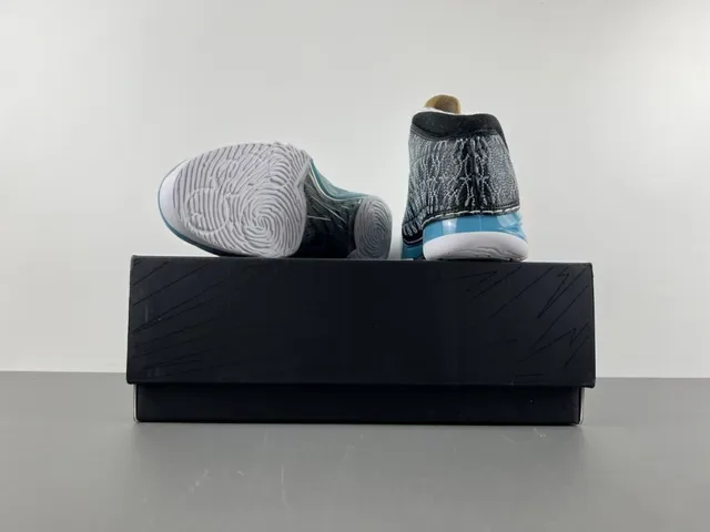 Air Jordan أسود أزرق عالي الترقوة مع وسطة شفافة حذاء كرة السلة 15
