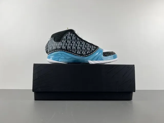 Air Jordan أسود أزرق عالي الترقوة مع وسطة شفافة حذاء كرة السلة 16