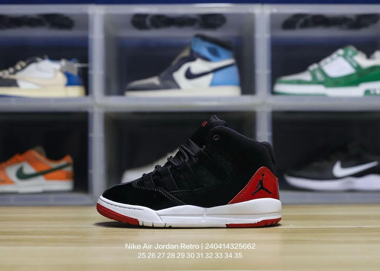 Air Jordan Black Red High-Top Padded Collar Basketball Shoes 2