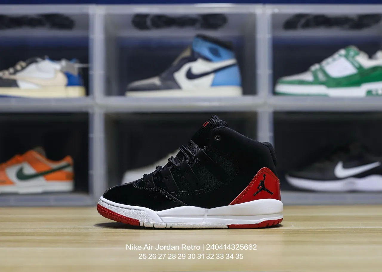 Air Jordan Black Red High-Top Padded Collar Basketball Shoes 16