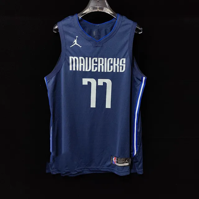 Air Jordan Dallas Mavericks Statement Navy White Sleeveless Mesh Jersey 2