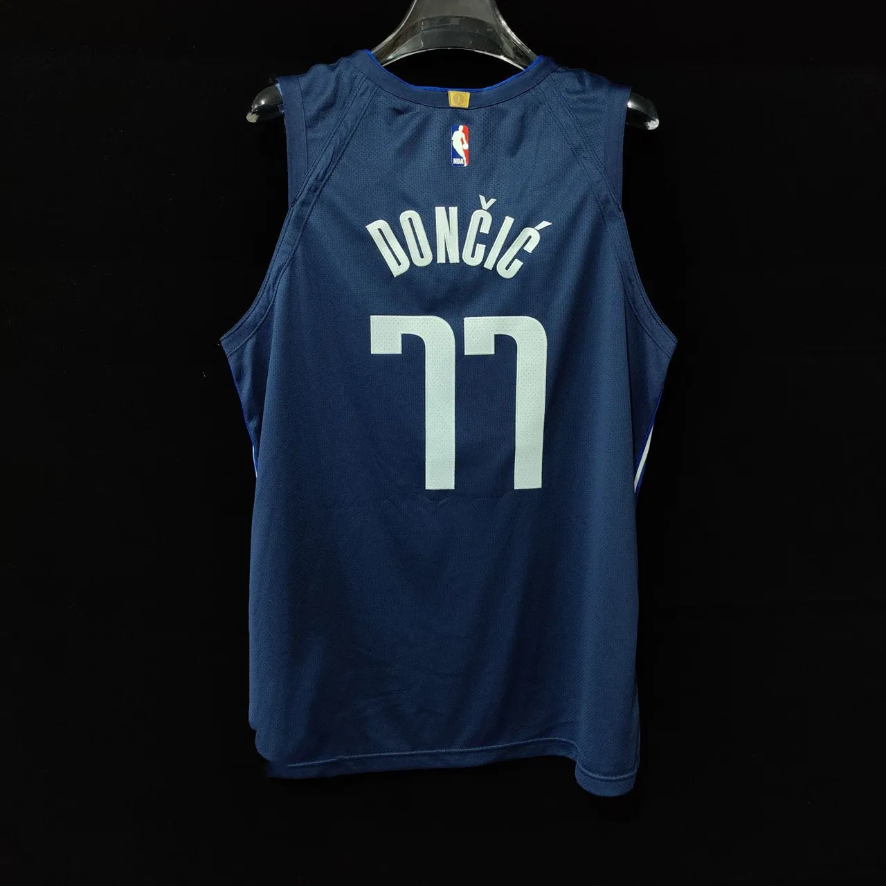 Air Jordan Dallas Mavericks Statement Navy White Sleeveless Mesh Jersey 3