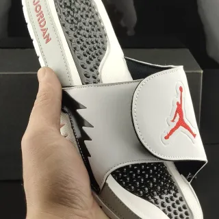 Air Jordan Hydro 7 White Black Red Slippers
