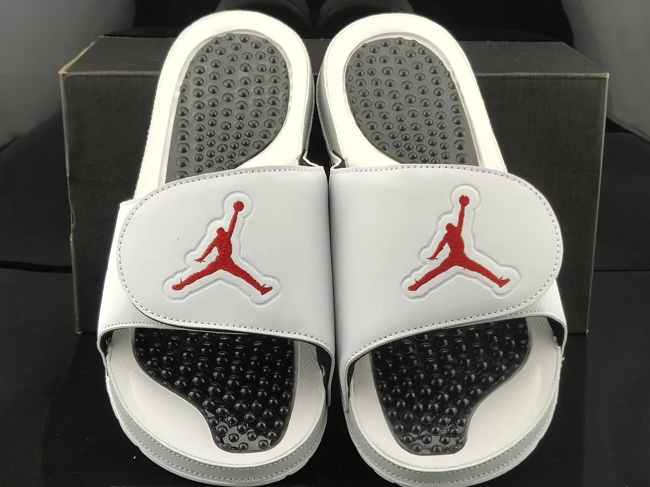 Air Jordan Hydro 7 White Black Red Slippers 5
