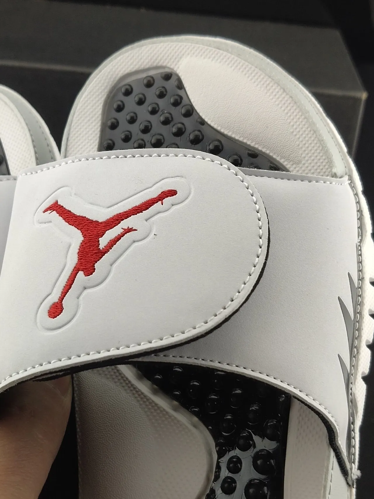 Air Jordan Hydro 7 White Black Red Slippers 6