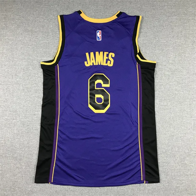 Air Jordan Lakers Statement Edition Purple Black Yellow Basketball Jersey 2
