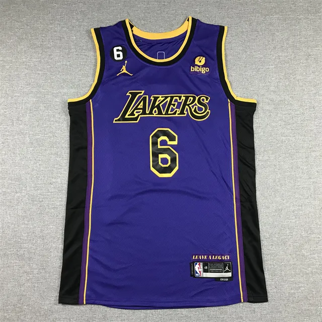 Air Jordan Lakers Statement Edition Purple Black Yellow Basketball Jersey 3